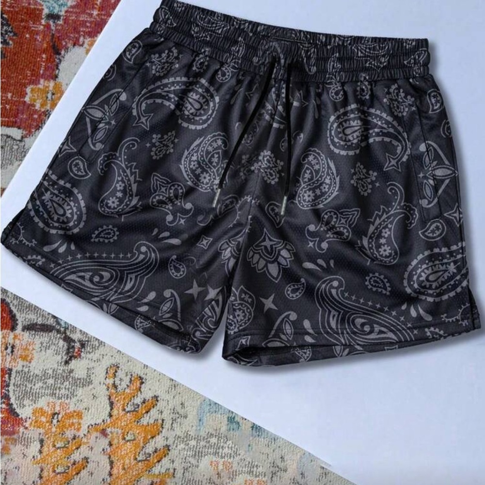 Paisley Patterned Athletic Shorts for Men